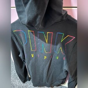PINK zip up hoodie with rainbow details